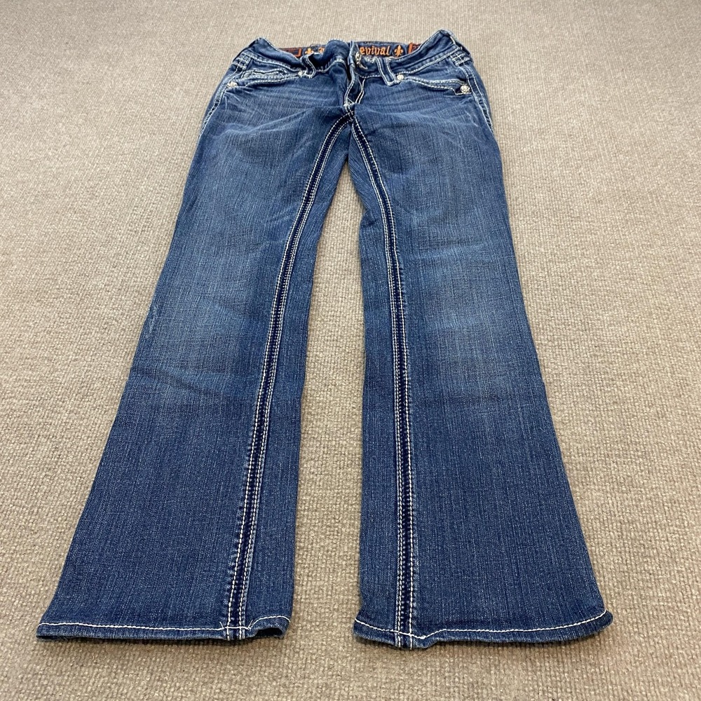 Rock Revival Debbie Boot Bootcut Jeans Womens 27 Blue Med Wash Low Rise Stretch